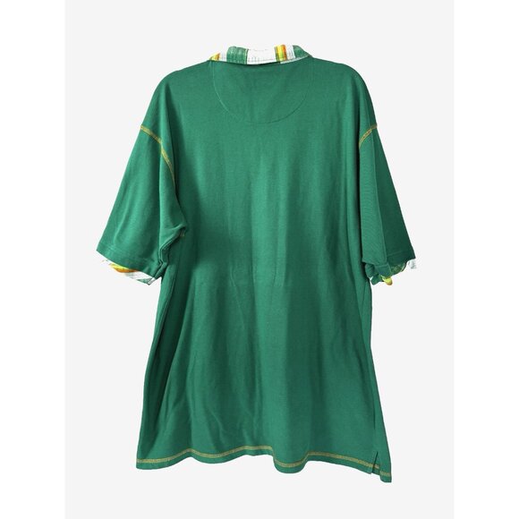 VTG Rare Mens PJ Mark Polo Shirt 2XL Irish Kelly Green Plaid Y2K Prep Streetwear - Picture 2 of 6